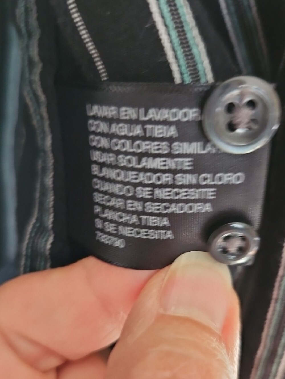 J Ferrar Size L 16-16.5 Black Stripe Shirt with Teal and White Stripes - Picture 6 of 13